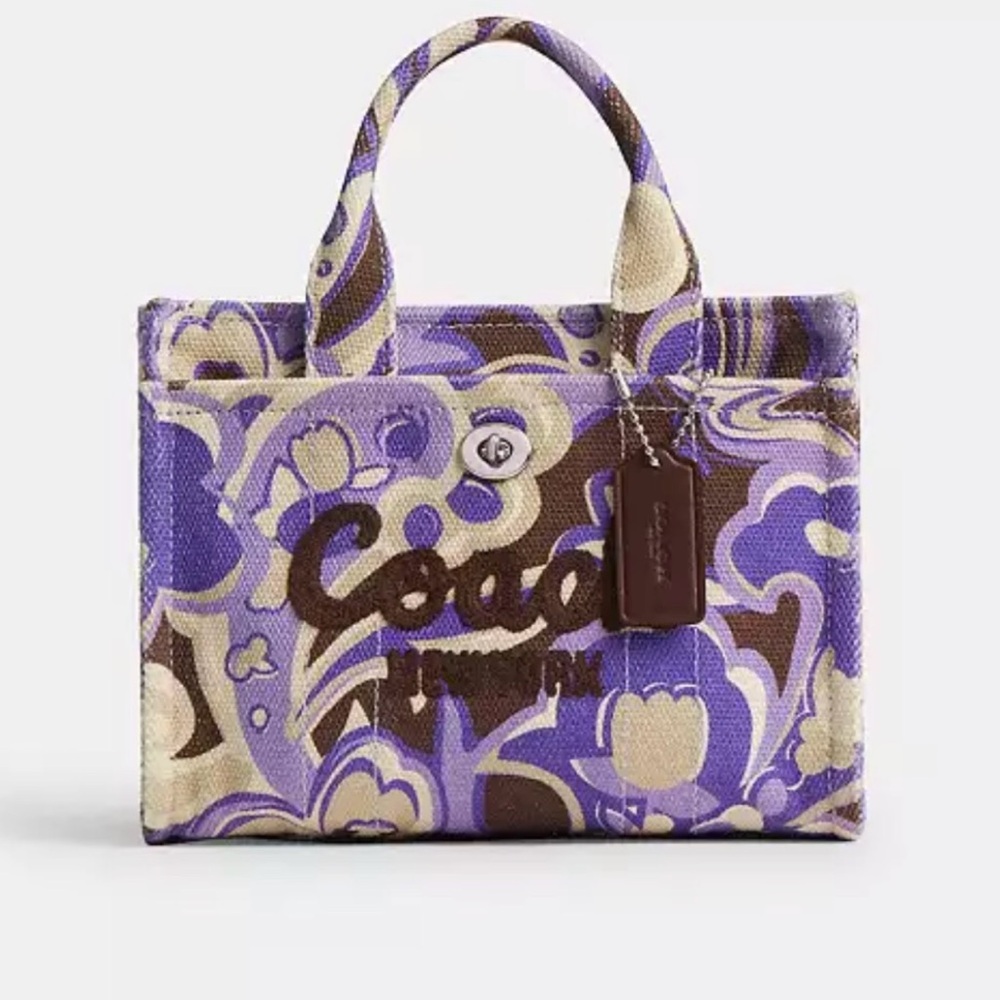 💯 Coach Cargo tote 20 Purple and Gold Mini Bag